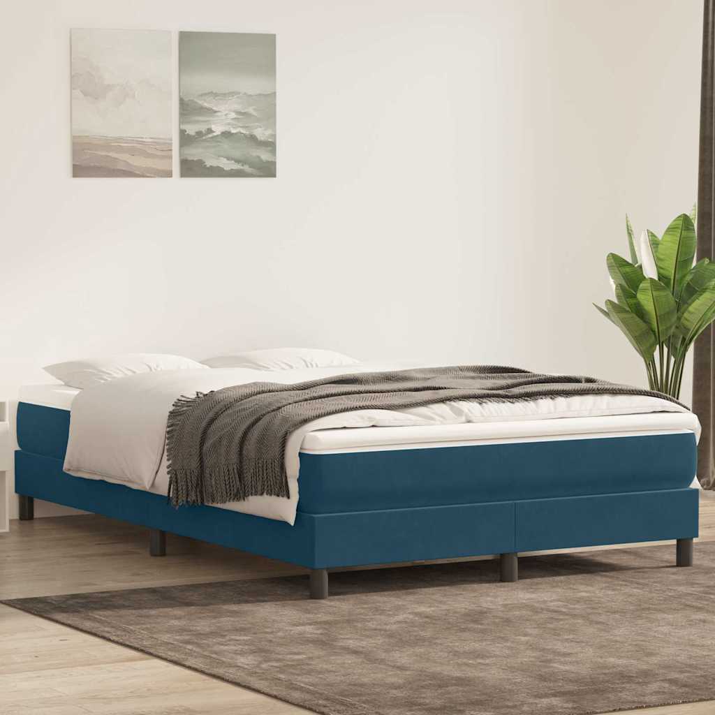 vidaXL Box Spring Bed without Mattress Dark Blue 140x220 cm Velvet