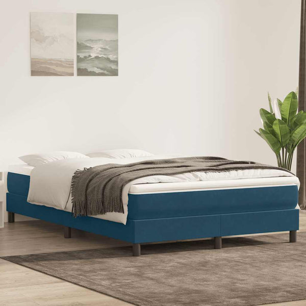 vidaXL Box Spring Bed Frame Without Mattress Dark Blue 160x220 cm Velvet
