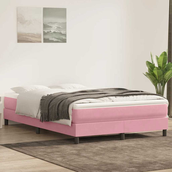 vidaXL Divan Bed Frame without Mattress Pink 160x220 cm Velvet