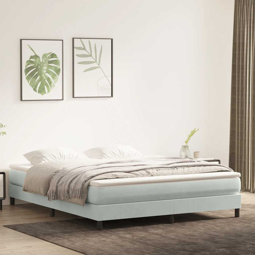 vidaXL Box Spring Bed Frame without Mattress Light Gray 180x220 cm Velvet