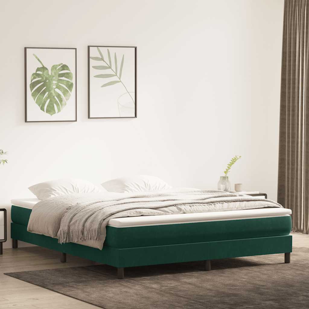 vidaXL Box Spring Bed Frame without Mattress Dark Green 180x220 cm Velvet