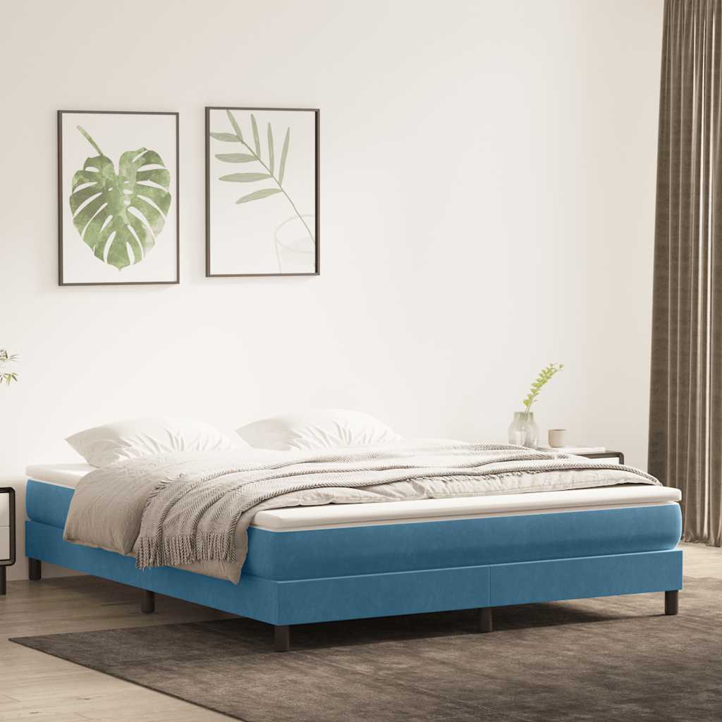 vidaXL Box Spring Bed Frame without Mattress Dark Blue 180x220 cm Velvet