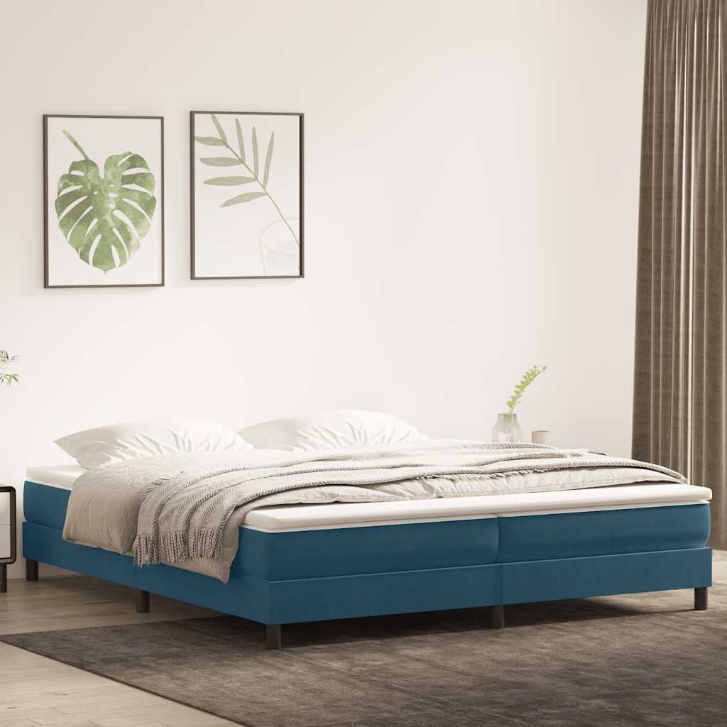 vidaXL Box Spring Bed Frame without Mattress Dark Blue 200x220 cm Velvet