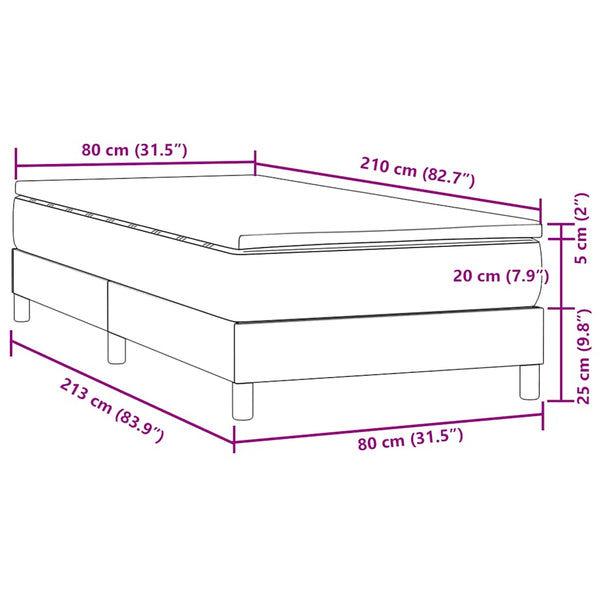 vidaXL Box Spring Bed with Mattress Dark Grey 80x210 cm Velvet
