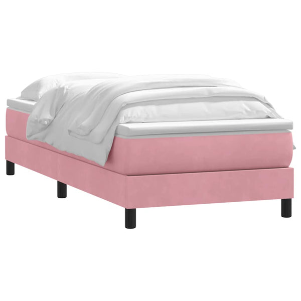 vidaXL Box Spring Bed with Mattress Pink 80x210 cm Velvet