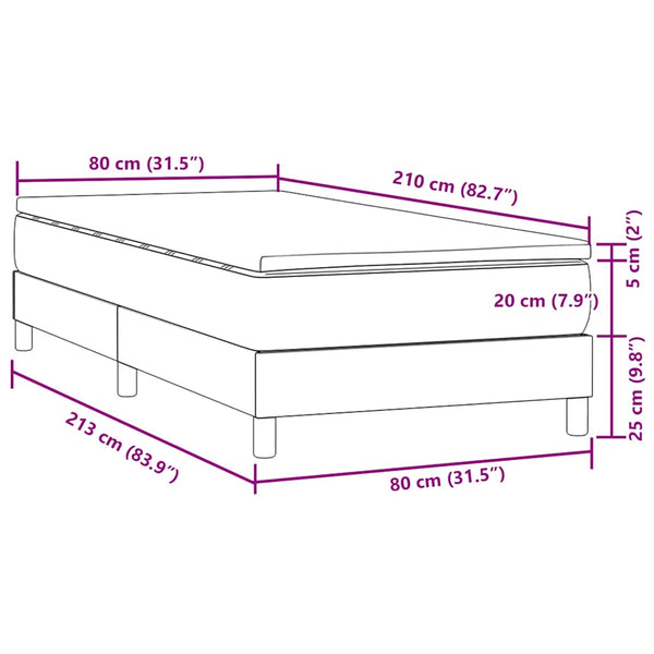 vidaXL Box Spring Bed with Mattress Pink 80x210 cm Velvet