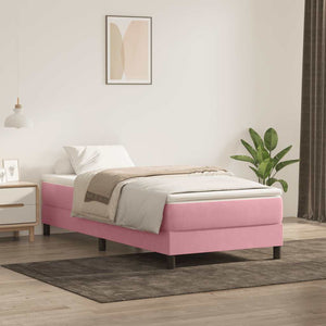 vidaXL Box Spring Bed with Mattress Pink 80x210 cm Velvet