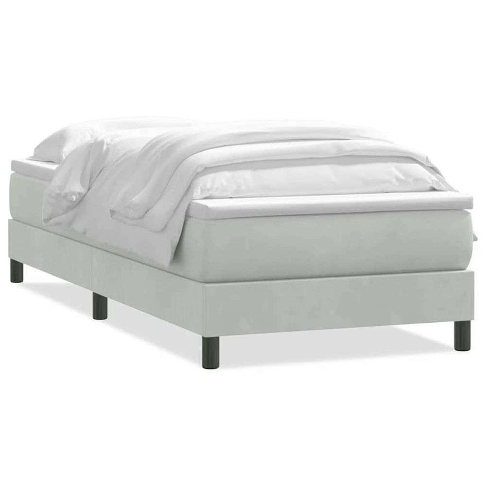 vidaXL Box spring bed with mattress Light gray 90x210 cm Velvet