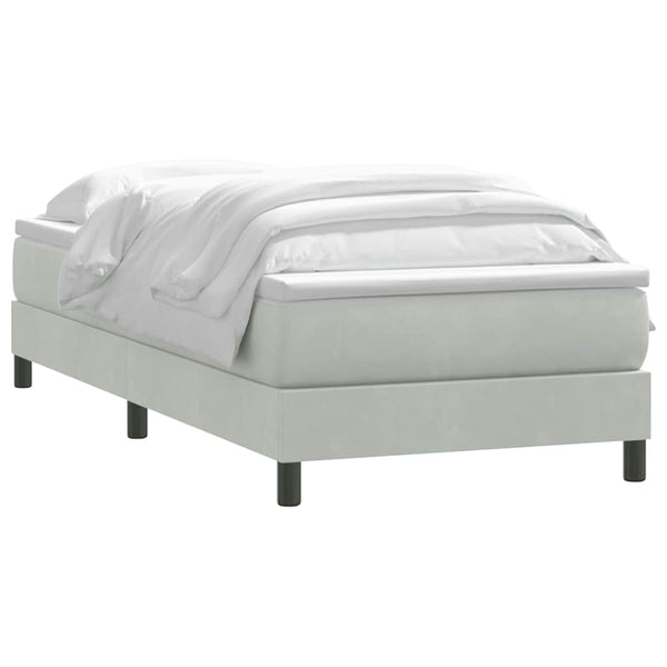 vidaXL Box spring bed with mattress Light gray 90x210 cm Velvet