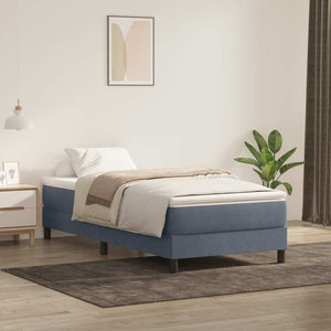 vidaXL Box Spring Bed with Mattress Dark Grey 90x210 cm Velvet