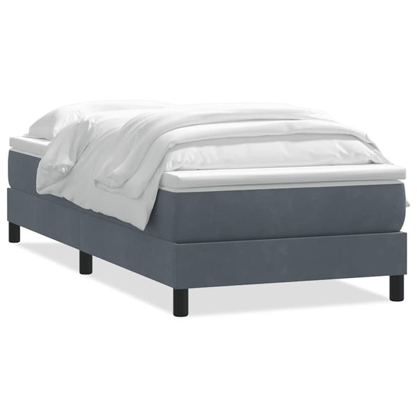 vidaXL Box Spring Bed with Mattress Dark Gray 100x210 cm Velvet
