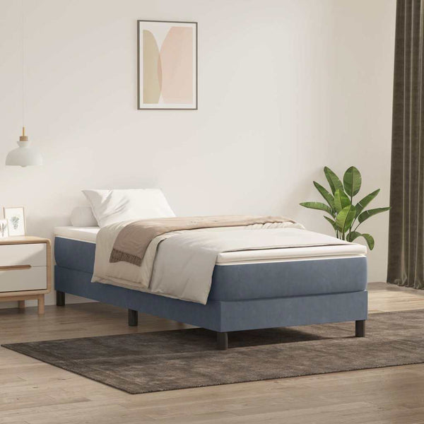 vidaXL Box Spring Bed with Mattress Dark Gray 100x210 cm Velvet