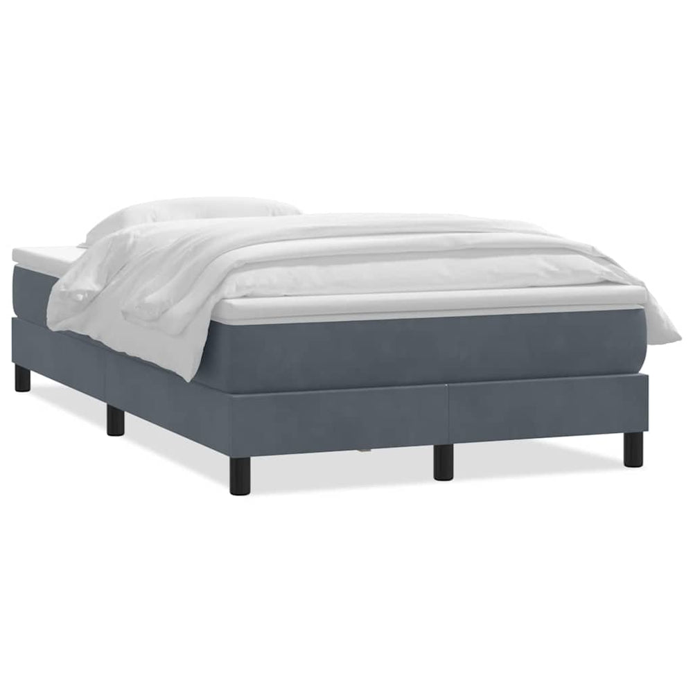 vidaXL Box Spring Bed with Mattress Dark Grey 120x210 cm Velvet