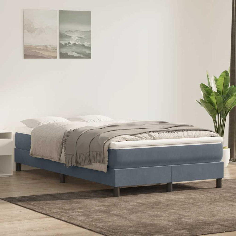 vidaXL Box Spring Bed with Mattress Dark Grey 120x210 cm Velvet