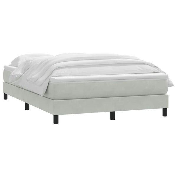 vidaXL Box Spring Bed with Mattress Light Grey 140x210 cm Velvet
