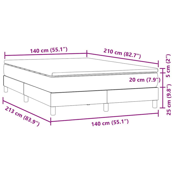 vidaXL Box Spring Bed with Mattress Light Grey 140x210 cm Velvet