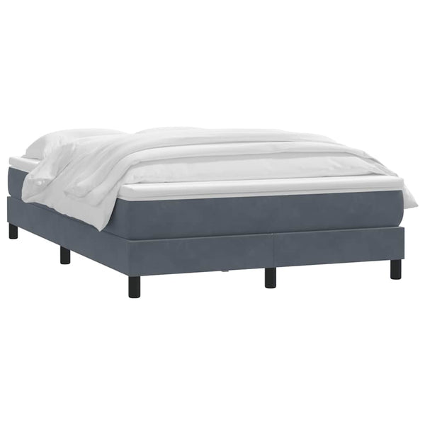 vidaXL Box Spring Bed with Mattress Dark Gray 140x210 cm Velvet