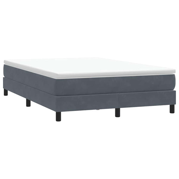 vidaXL Box Spring Bed with Mattress Dark Gray 140x210 cm Velvet