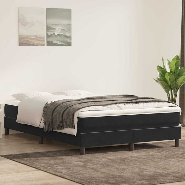 vidaXL Box Spring Bed with Mattress Black 140x210 cm Velvet