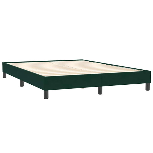 vidaXL Box Spring Bed with Mattress Dark Green 140x210 cm Velvet