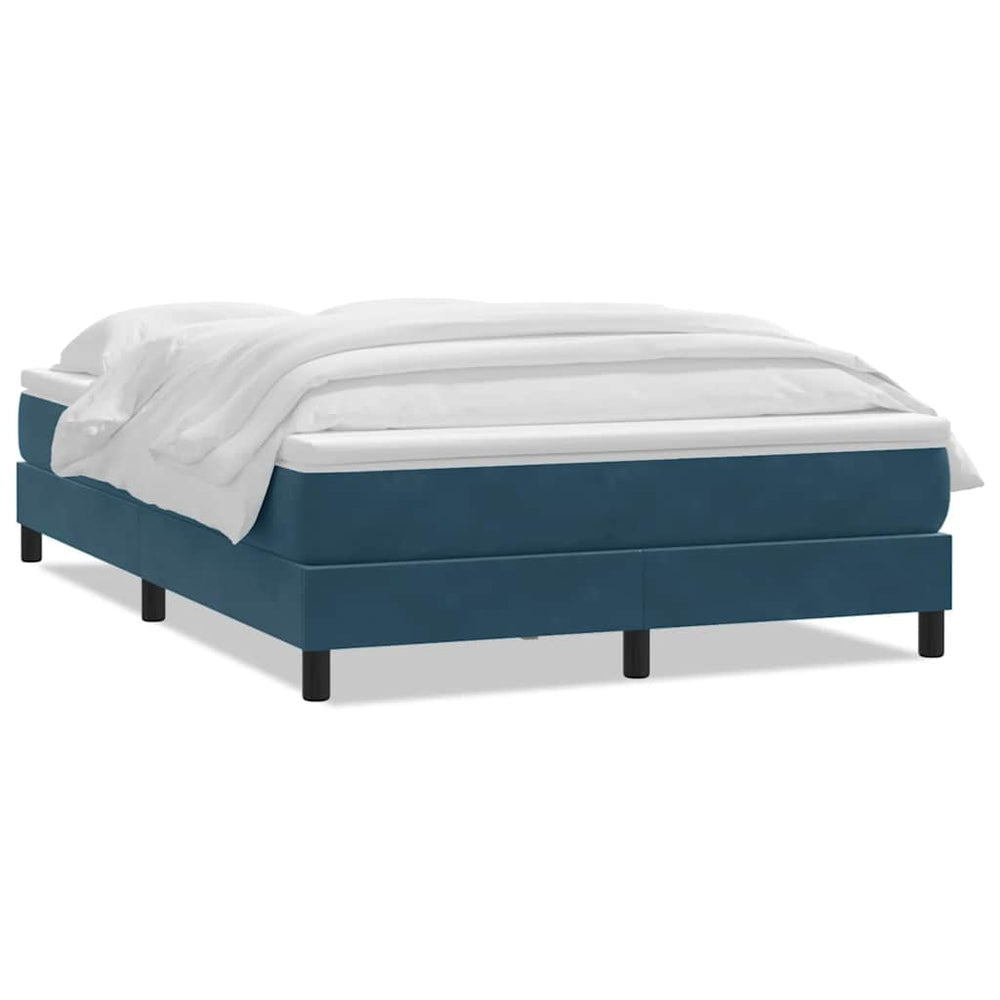 vidaXL Box Spring Bed with Mattress Dark Blue 140x210 cm Velvet