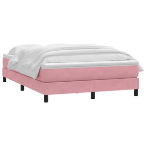 vidaXL Box Spring Bed with Mattress Pink 140x210 cm Velvet