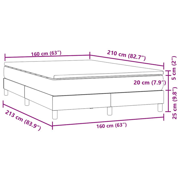 vidaXL Box Spring Bed with Mattress Light Gray 160x210 cm Velvet