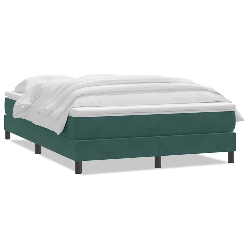 vidaXL Box Spring Bed with Mattress Dark Green 160x210 cm Velvet