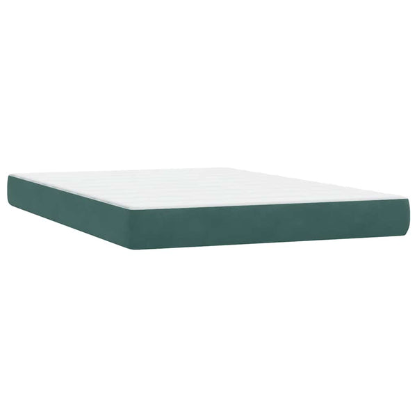 vidaXL Box Spring Bed with Mattress Dark Green 160x210 cm Velvet
