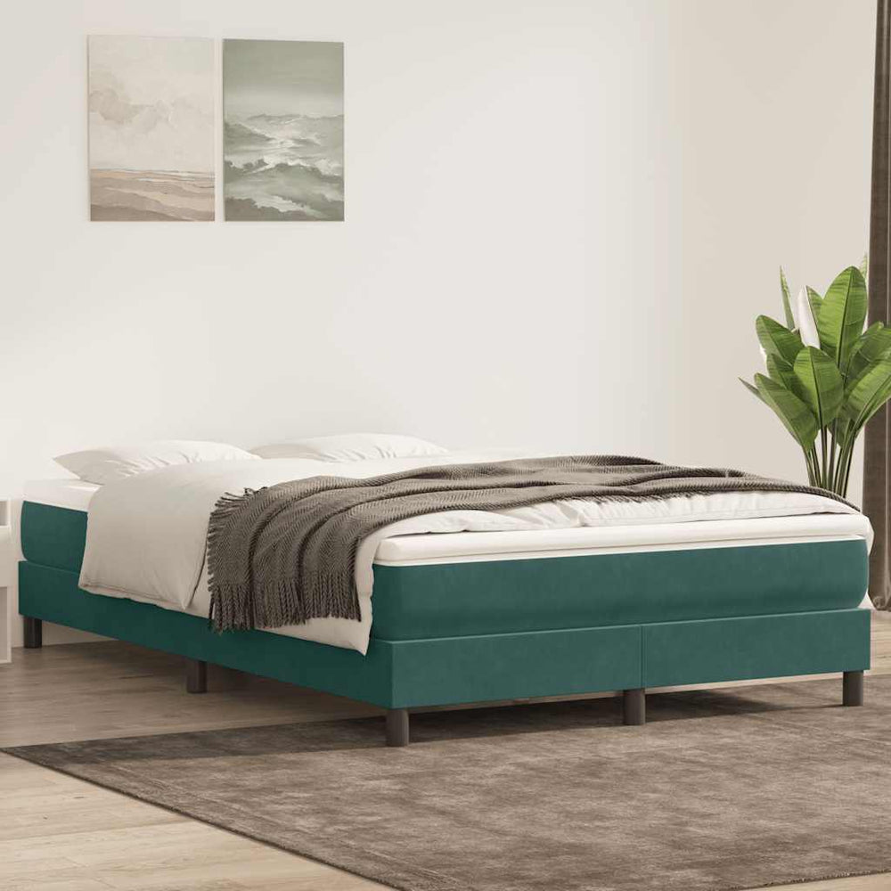vidaXL Box Spring Bed with Mattress Dark Green 160x210 cm Velvet