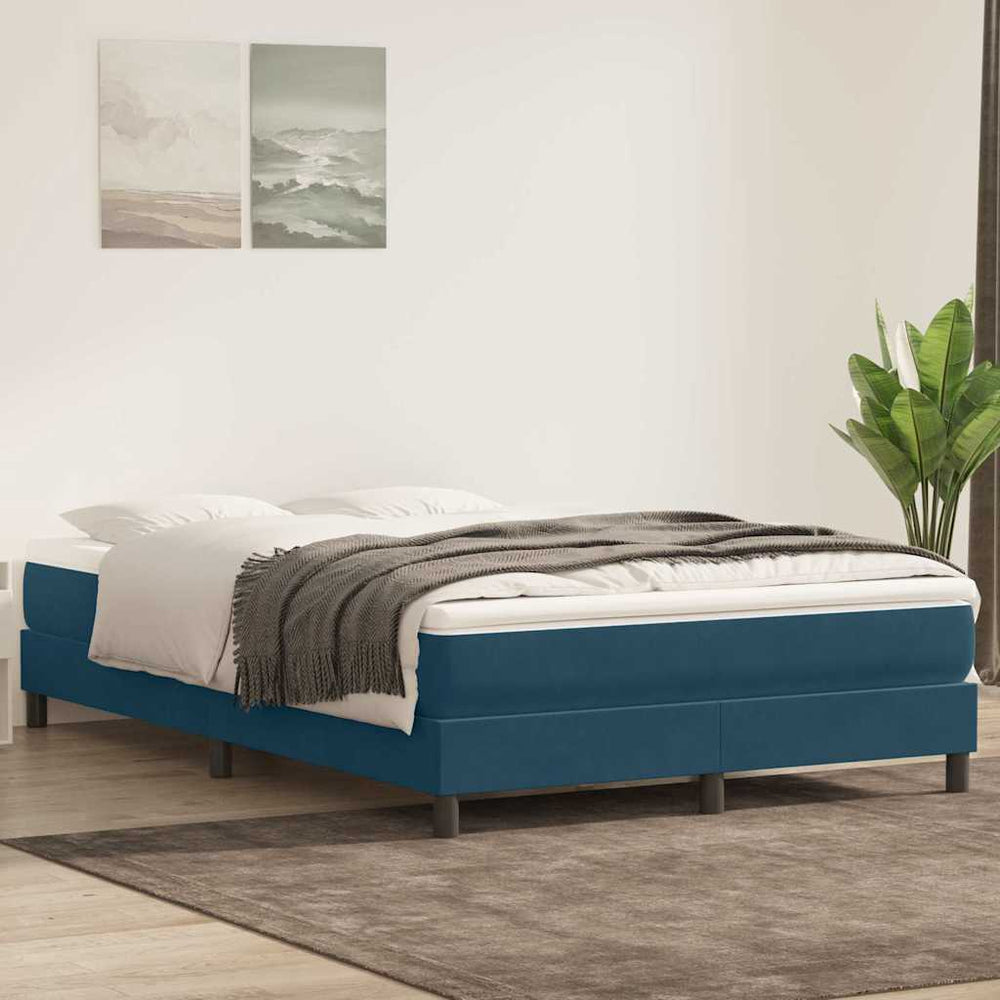 vidaXL Box Spring Bed with Mattress Dark Blue 160x210 cm Velvet