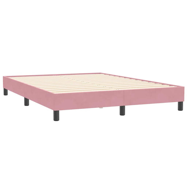 vidaXL Box Spring Bed with Mattress Pink 160x210 cm Velvet