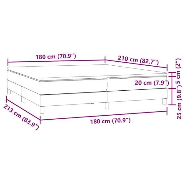 vidaXL Box Spring Bed with Mattress Light Grey 180x210 cm Velvet