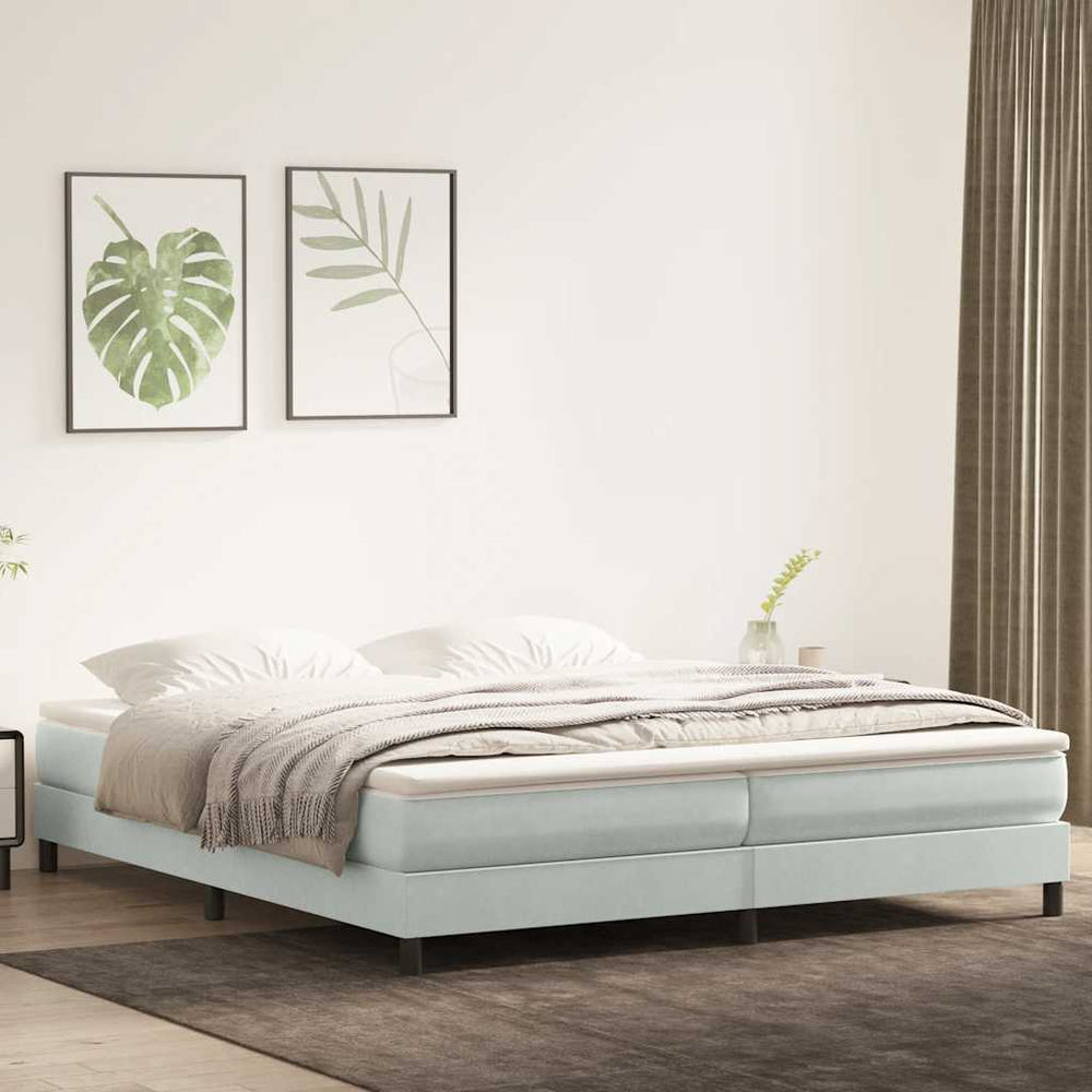 vidaXL Box Spring Bed with Mattress Light Grey 180x210 cm Velvet