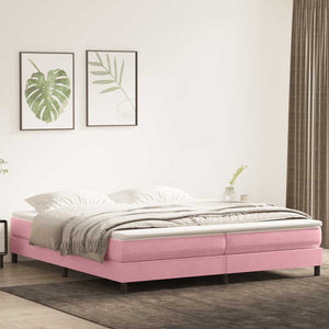 vidaXL Box Spring Bed with Mattress Pink 180x210 cm Velvet