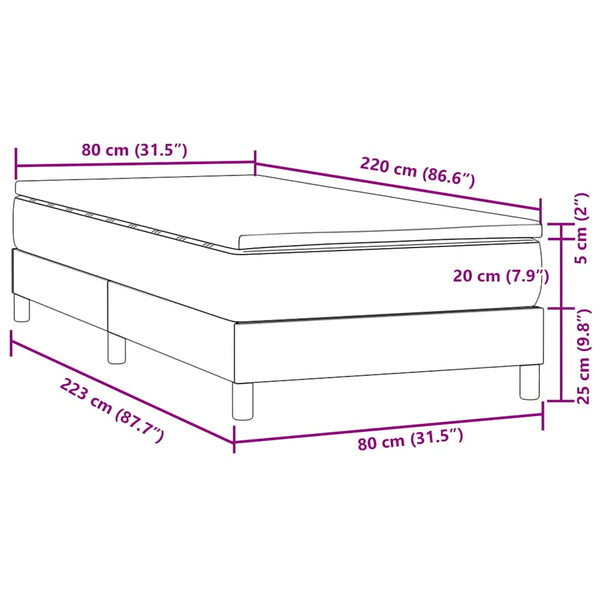 Boxspringbett Dunkelgrau 80x220 cm Samt