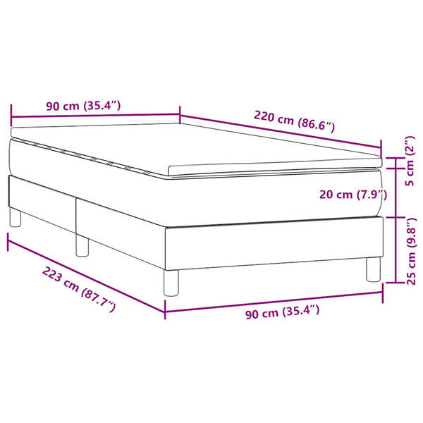 Boxspringbett mit Matratze Hellgrau 90x220 cm