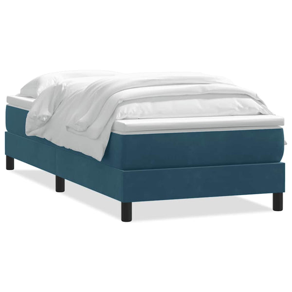 vidaXL Box Spring Bed with Mattress Dark Blue 90x220 cm Velvet