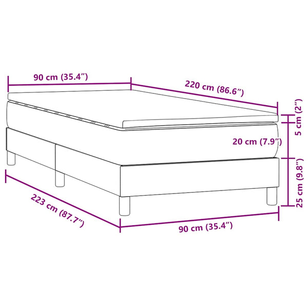 vidaXL Box Spring Bed with Mattress Dark Blue 90x220 cm Velvet