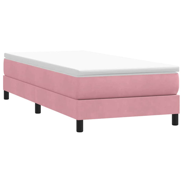 vidaXL Box Spring Bed with Mattress Pink 90x220 cm Velvet