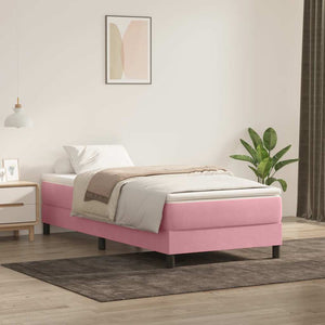 vidaXL Box Spring Bed with Mattress Pink 90x220 cm Velvet