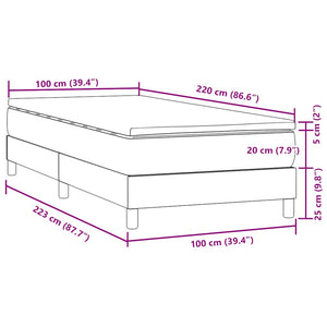 vidaXL Box Spring Bed with Mattress Dark Blue 100x220 cm Velvet