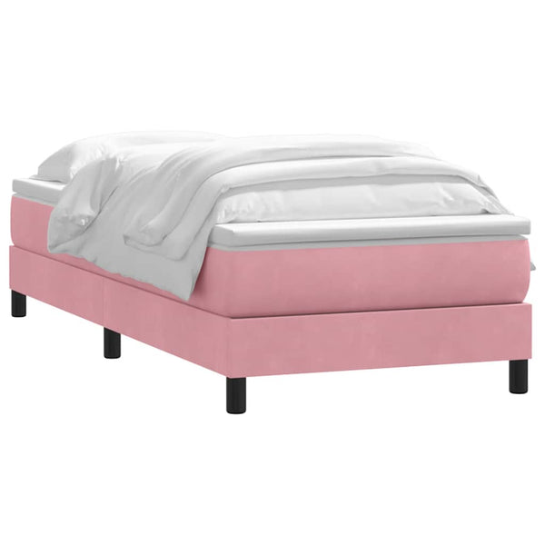 vidaXL Box Spring Bed with Mattress Pink 100x220 cm Velvet