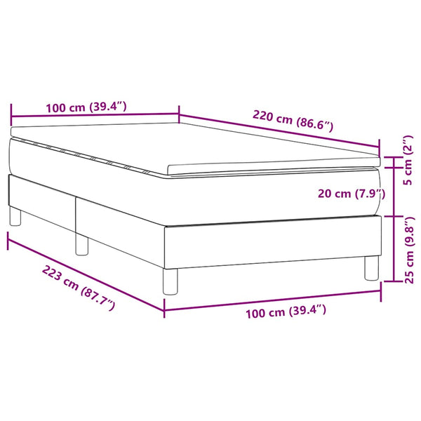 vidaXL Box Spring Bed with Mattress Pink 100x220 cm Velvet