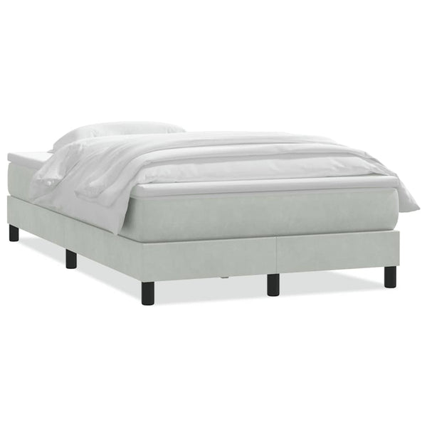 vidaXL Box Spring Bed with Mattress Light Grey 120x220 cm Velvet