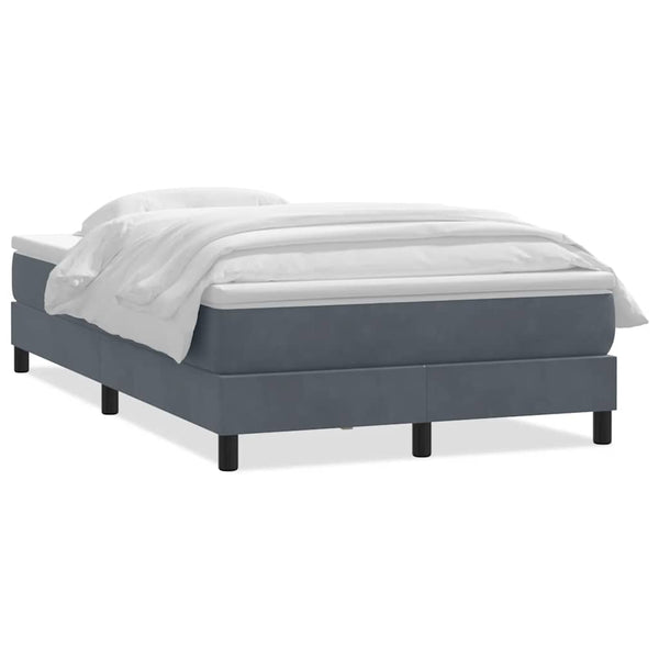 vidaXL Box Spring Bed with Mattress Dark Gray 120x220 cm Velvet