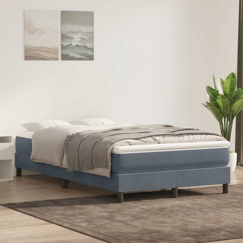 vidaXL Box Spring Bed with Mattress Dark Gray 120x220 cm Velvet