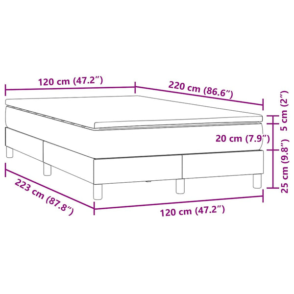 vidaXL Box Spring Bed with Mattress Black 120x220 cm Velvet