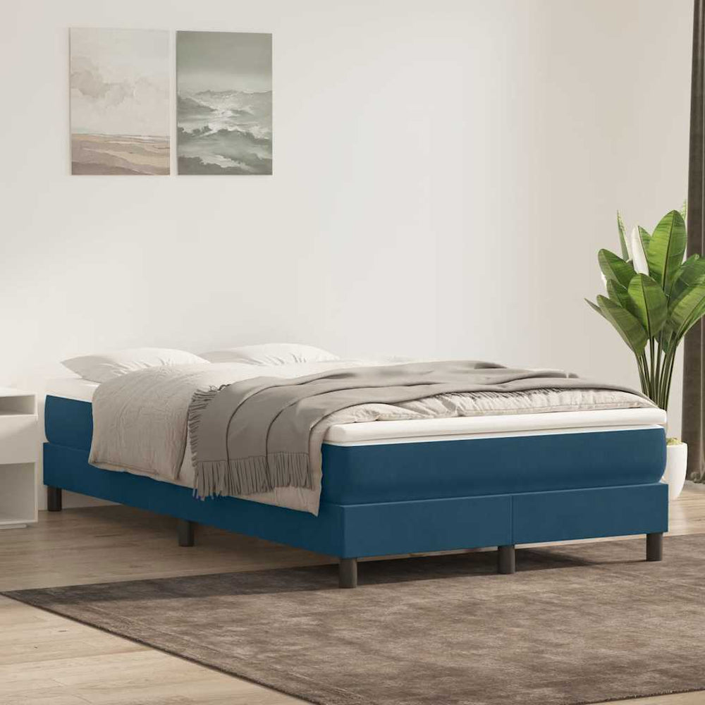 vidaXL Box Spring Bed with Mattress Dark Blue 120x220 cm Velvet