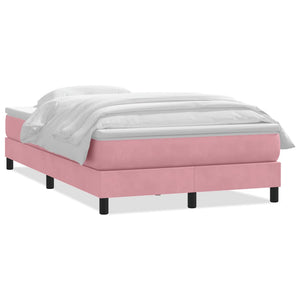 vidaXL Box Spring Bed with Mattress Pink 120x220 cm Velvet